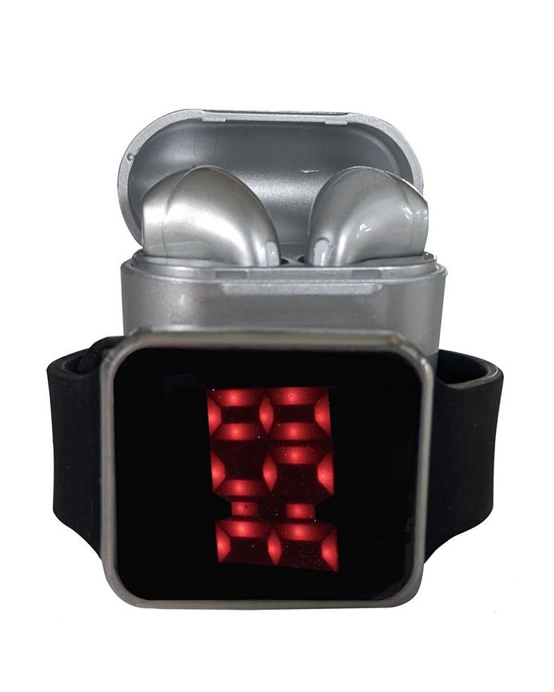 Unisex LED Touch Watch and Wireless Headphones with Portable Charging Case Set $17.50 Watches