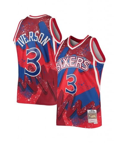 Men's Allen Iverson Red Philadelphia 76ers Hardwood Classics 1996 Hyper Hoops Swingman Jersey $52.80 Jersey