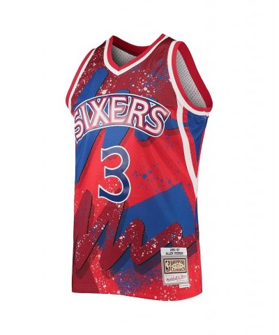 Men's Allen Iverson Red Philadelphia 76ers Hardwood Classics 1996 Hyper Hoops Swingman Jersey $52.80 Jersey