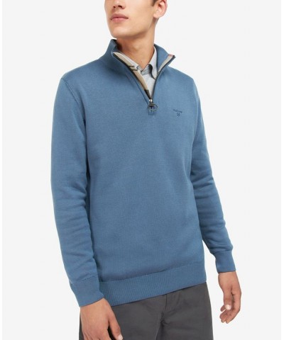 Men's Cotton Half Zip Sweater Blue $38.40 Sweaters