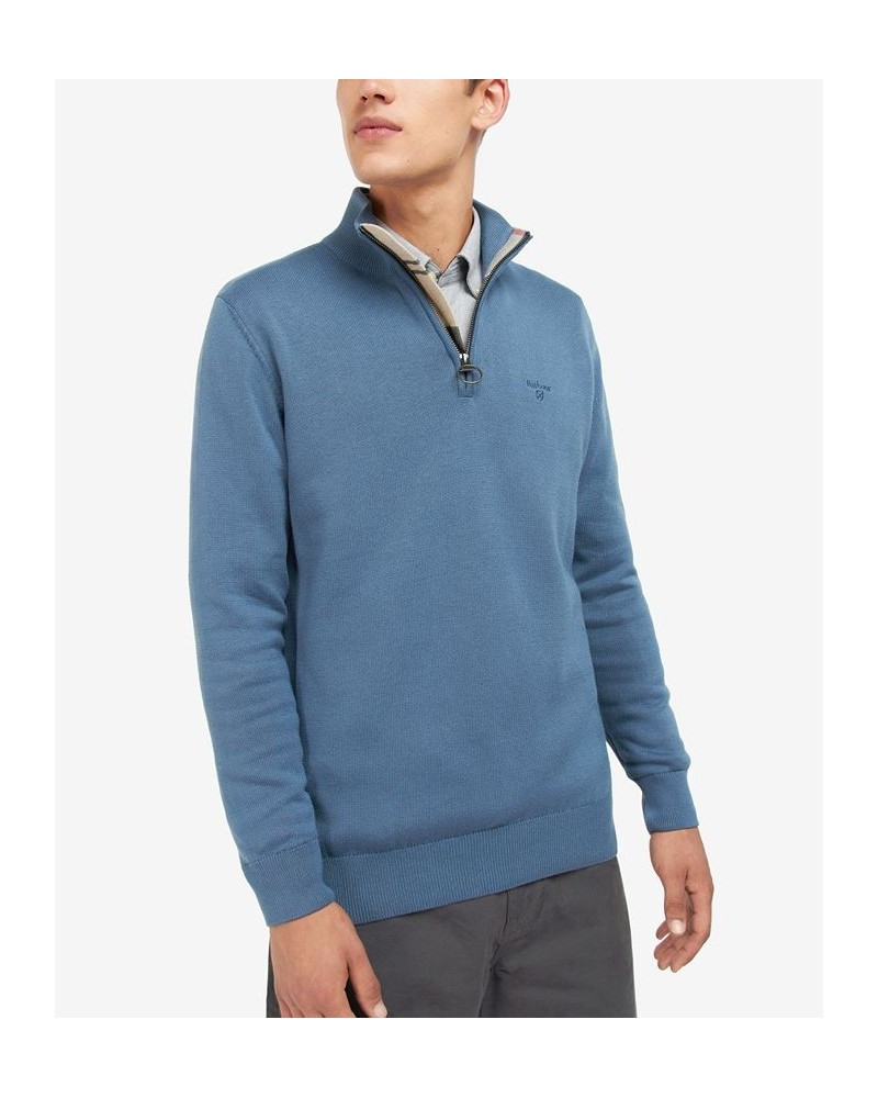 Men's Cotton Half Zip Sweater Blue $38.40 Sweaters