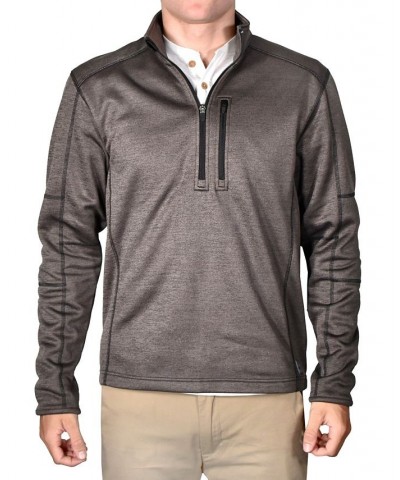 Men's Space-Dyed Half-Zip Pullover Topstitched Sweater Tan/Beige $39.10 Sweaters