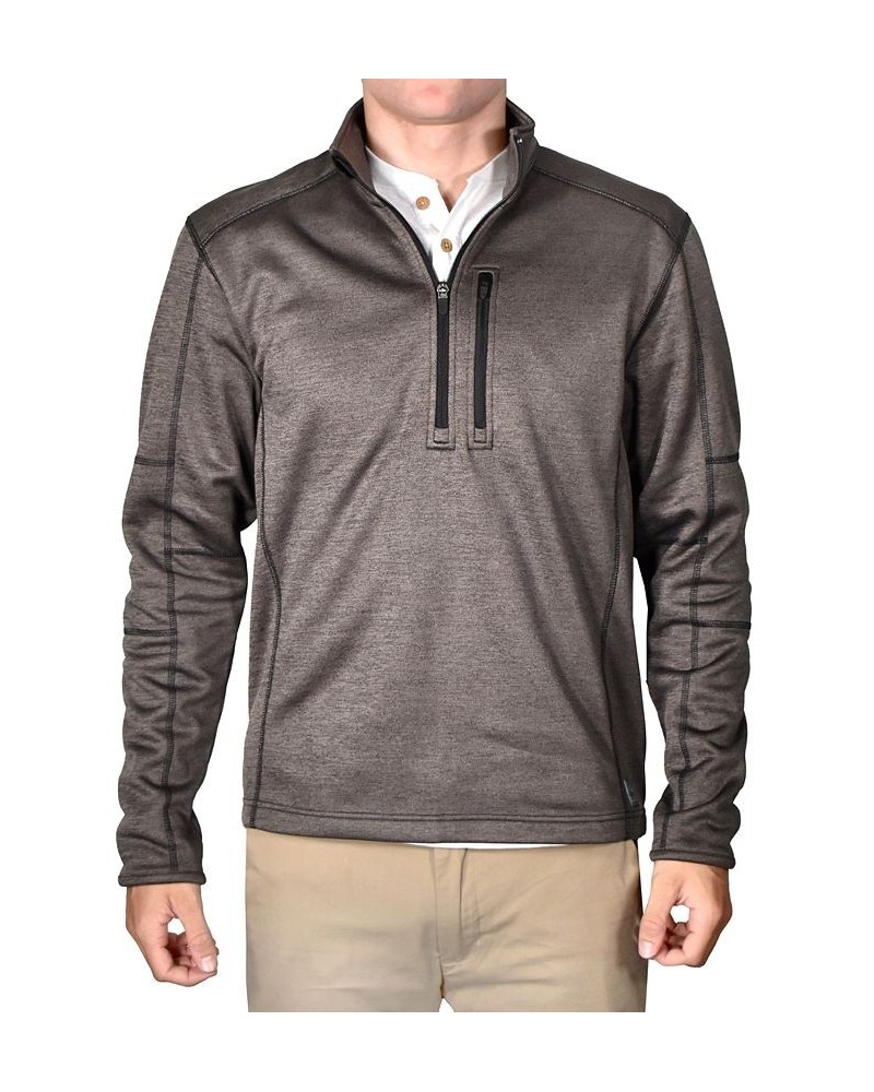 Men's Space-Dyed Half-Zip Pullover Topstitched Sweater Tan/Beige $39.10 Sweaters