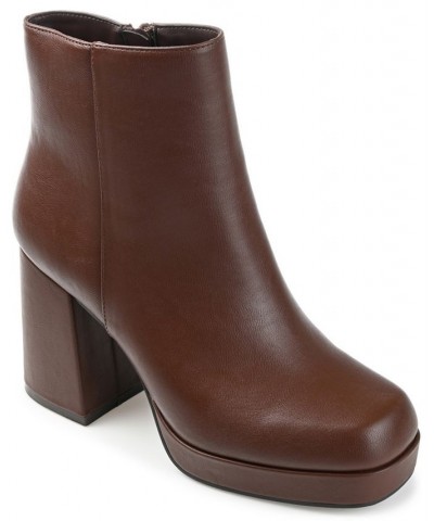 Women's Mollie Platform Booties Brown $41.60 Shoes