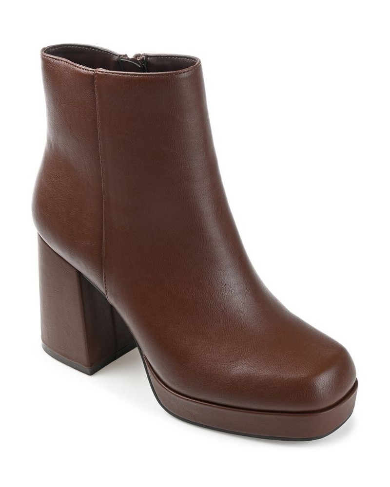 Women's Mollie Platform Booties Brown $41.60 Shoes