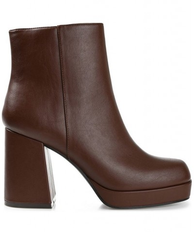 Women's Mollie Platform Booties Brown $41.60 Shoes