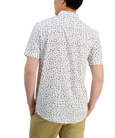 Men's Off The Hook Classic-Fit Printed Button-Down Poplin Shirt White $12.52 Shirts