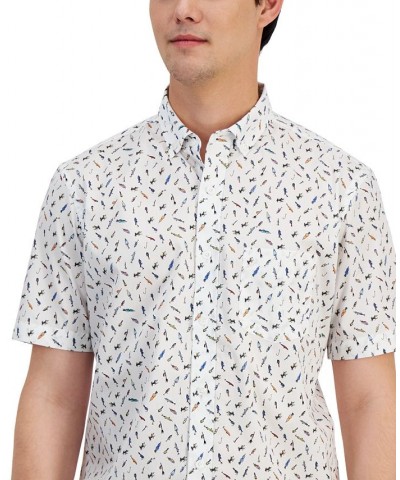 Men's Off The Hook Classic-Fit Printed Button-Down Poplin Shirt White $12.52 Shirts