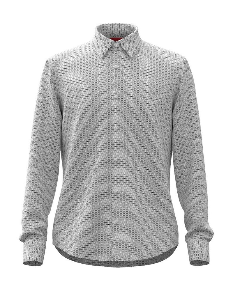 Men's Ermo Slim-Fit Long-Sleeve Ditsy Shirt White $62.10 Shirts