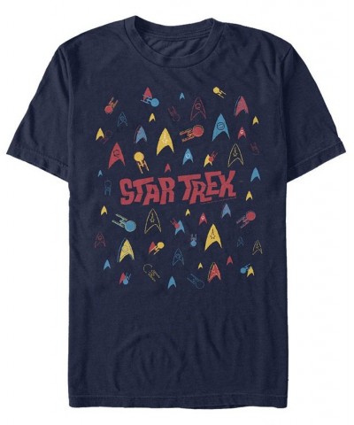 Star Trek Men's The Original Series Retro Logo Confetti Short Sleeve T-Shirt Blue $17.84 T-Shirts