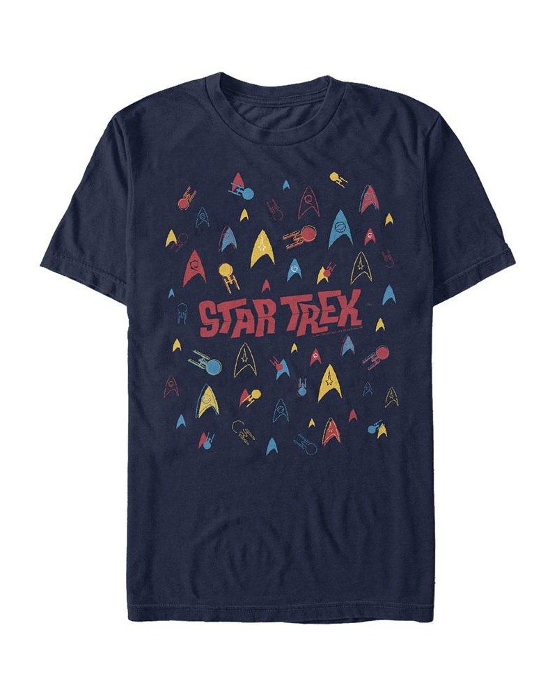 Star Trek Men's The Original Series Retro Logo Confetti Short Sleeve T-Shirt Blue $17.84 T-Shirts