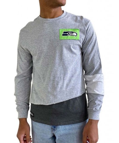 Men's Gray Seattle Seahawks Angle Long Sleeve T-shirt $29.90 T-Shirts