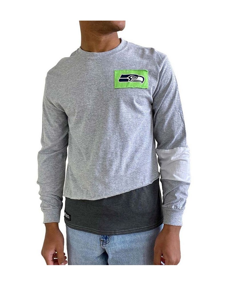 Men's Gray Seattle Seahawks Angle Long Sleeve T-shirt $29.90 T-Shirts