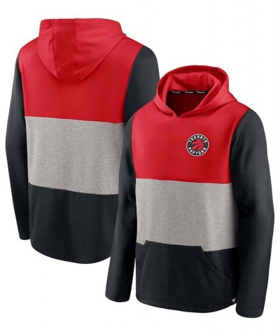 Men's Red and Black Toronto Raptors Linear Logo Comfy Colorblock Tri-Blend Pullover Hoodie $33.47 Sweatshirt