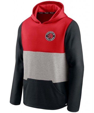 Men's Red and Black Toronto Raptors Linear Logo Comfy Colorblock Tri-Blend Pullover Hoodie $33.47 Sweatshirt