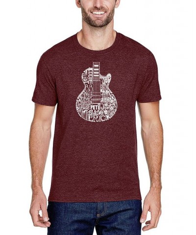 Men's Premium Blend Word Art Rock Guitar Body Word Art T-shirt Red $24.29 T-Shirts