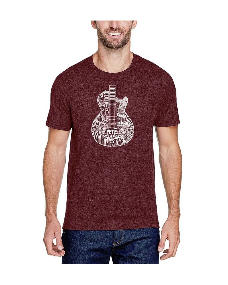 Men's Premium Blend Word Art Rock Guitar Body Word Art T-shirt Red $24.29 T-Shirts