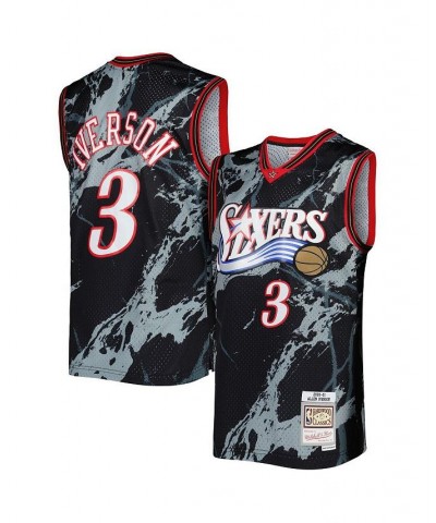 Men's Allen Iverson Black Philadelphia 76ers 2000-01 Hardwood Classics Marble Swingman Jersey $82.50 Jersey