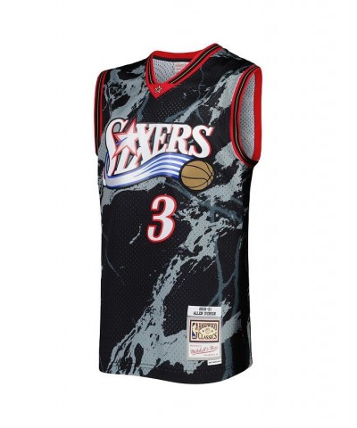 Men's Allen Iverson Black Philadelphia 76ers 2000-01 Hardwood Classics Marble Swingman Jersey $82.50 Jersey