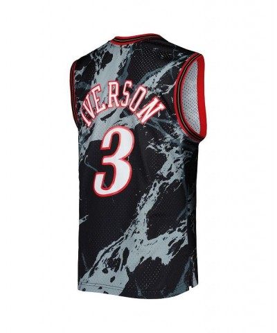 Men's Allen Iverson Black Philadelphia 76ers 2000-01 Hardwood Classics Marble Swingman Jersey $82.50 Jersey