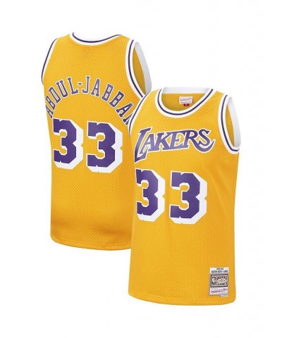 Men's Kareem Abdul-Jabbar Gold Los Angeles Lakers 1984-85 Hardwood Classics Swingman Jersey $39.59 Jersey