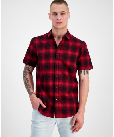 Men's Plaid Short-Sleeve Button-Up Shirt Red $14.25 Shirts