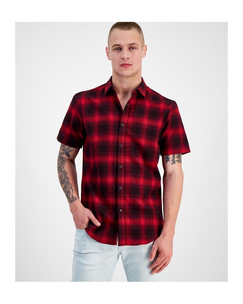 Men's Plaid Short-Sleeve Button-Up Shirt Red $14.25 Shirts