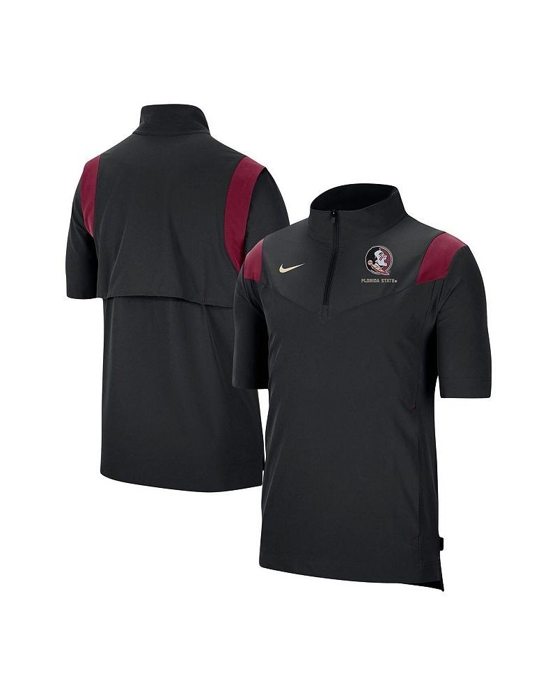 Men's Black Florida State Seminoles Coach Short Sleeve Quarter-Zip Jacket $43.99 Jackets