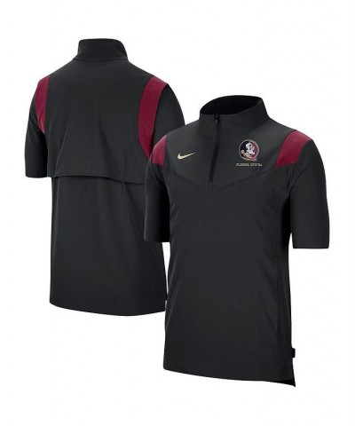 Men's Black Florida State Seminoles Coach Short Sleeve Quarter-Zip Jacket $43.99 Jackets