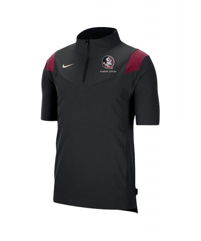 Men's Black Florida State Seminoles Coach Short Sleeve Quarter-Zip Jacket $43.99 Jackets