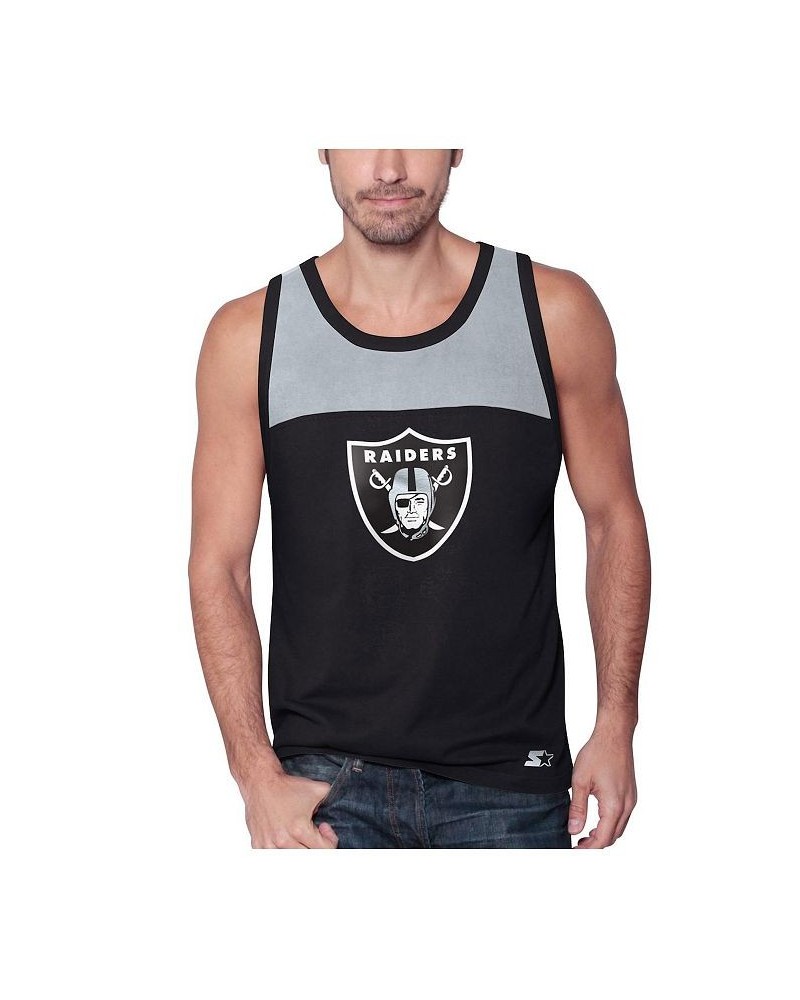 Men's Black and Silver Las Vegas Raiders Logo Touchdown Fashion Tank Top $23.19 T-Shirts