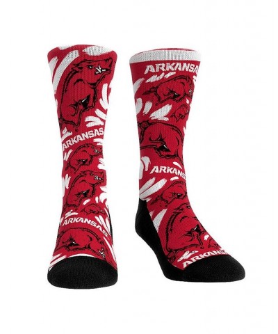 Men's and Women's Socks Arkansas Razorbacks Allover Logo and Paint Crew Socks $12.30 Socks