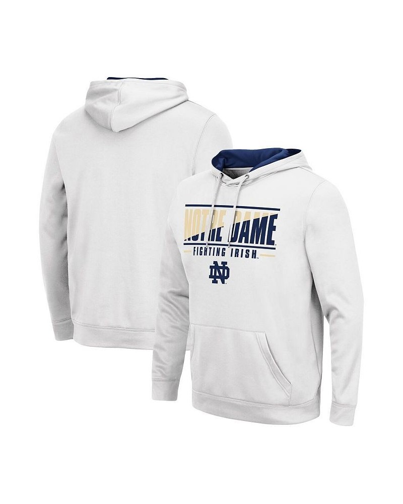 Men's White Notre Dame Fighting Irish Slash Stack 2.0 Pullover Hoodie $35.09 Sweatshirt