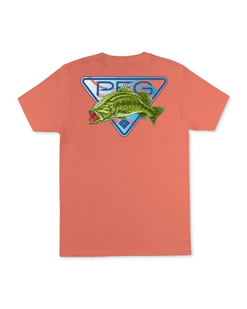 Men's Gillie PFG Fish Logo Graphic T-Shirt Orange $9.84 T-Shirts