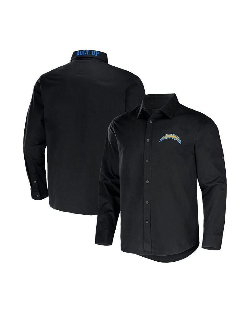 Men's NFL x Darius Rucker Collection by Black Los Angeles Chargers Convertible Twill Long Sleeve Button-Up Shirt $30.36 Shirts