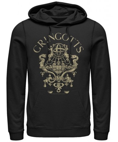 Men's Harry Potter Sorcerer's Stone Gringotts Logo Fleece Hoodie Black $26.40 Sweatshirt