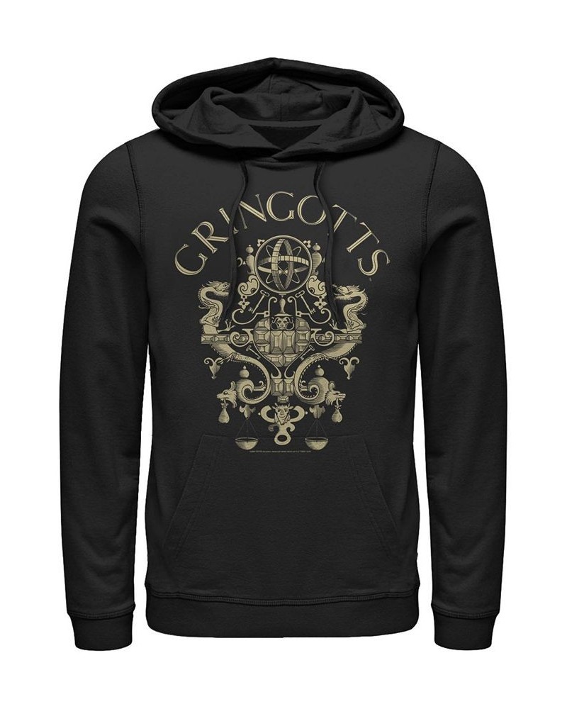 Men's Harry Potter Sorcerer's Stone Gringotts Logo Fleece Hoodie Black $26.40 Sweatshirt