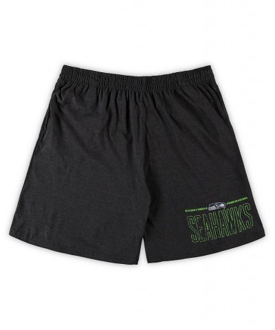 Men's Neon Green, Heathered Charcoal Seattle Seahawks Big and Tall T-shirt and Shorts Set $40.00 Pajama