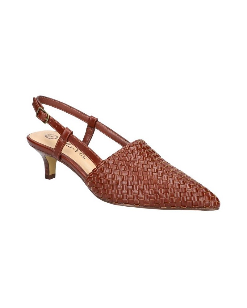 Women's Kaisley Kitten Heel Pumps Dark Tan $49.50 Shoes