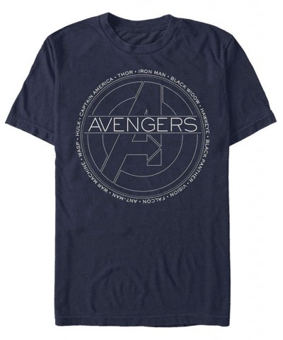 Men's Avengers Names Short Sleeve Crew T-shirt Blue $20.64 T-Shirts