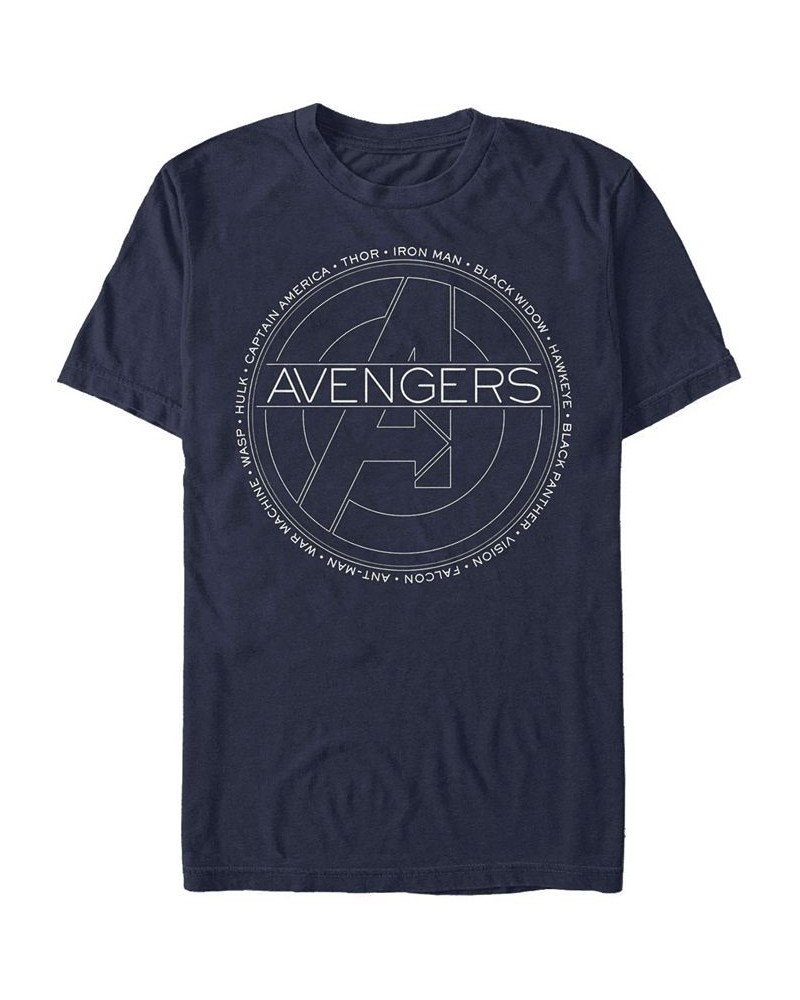 Men's Avengers Names Short Sleeve Crew T-shirt Blue $20.64 T-Shirts