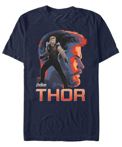 Marvel Men's Avengers Infinity War The Asgardian Thor Pop Art Posed Profile Short Sleeve T-Shirt Blue $17.50 T-Shirts