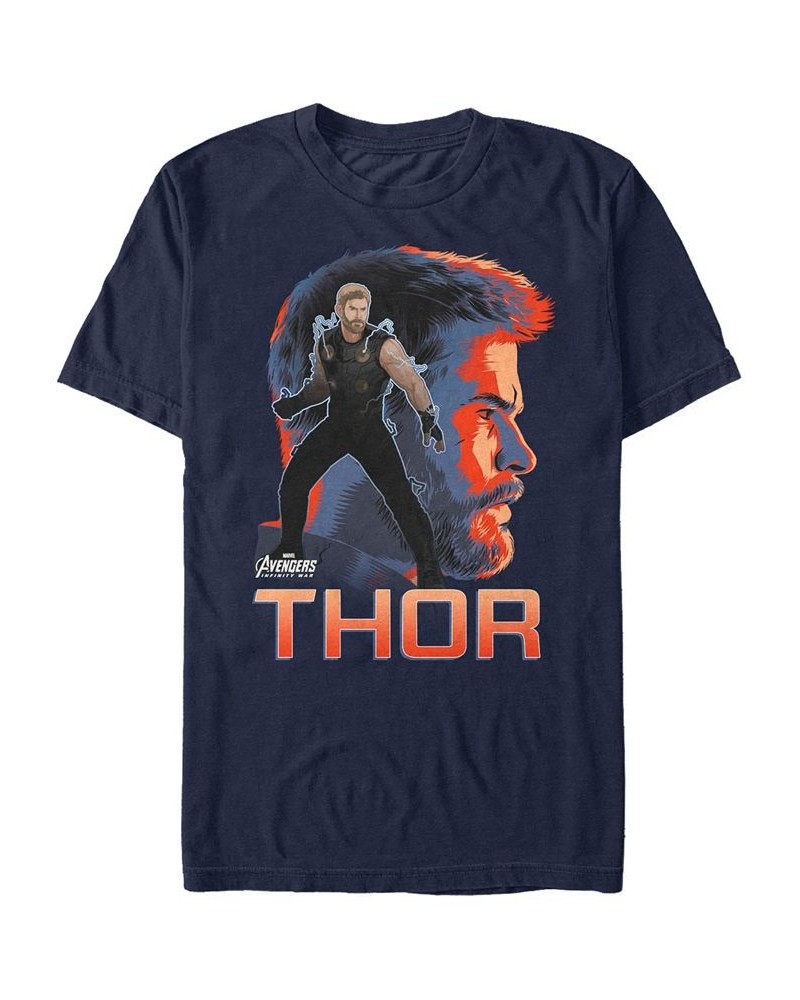 Marvel Men's Avengers Infinity War The Asgardian Thor Pop Art Posed Profile Short Sleeve T-Shirt Blue $17.50 T-Shirts