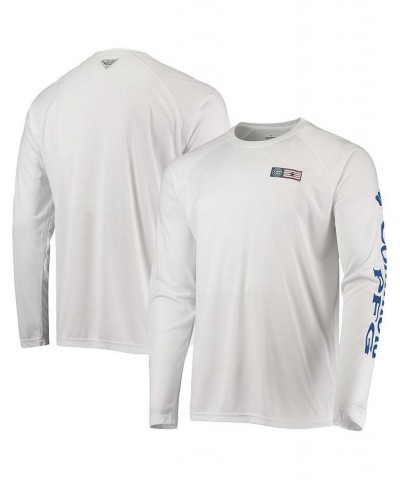 Men's White Chicago Cubs Americana Terminal Tackle Omni-Shade Long Sleeve Raglan T-shirt $40.79 T-Shirts