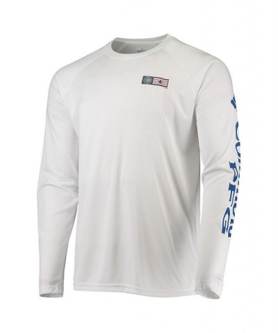 Men's White Chicago Cubs Americana Terminal Tackle Omni-Shade Long Sleeve Raglan T-shirt $40.79 T-Shirts