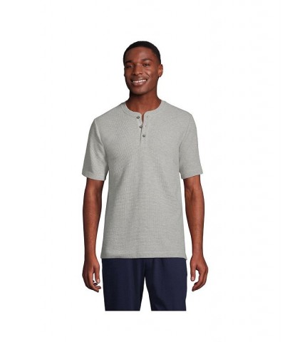 Men's Waffle Short Sleeve Pajama Henley Gray $31.18 Pajama