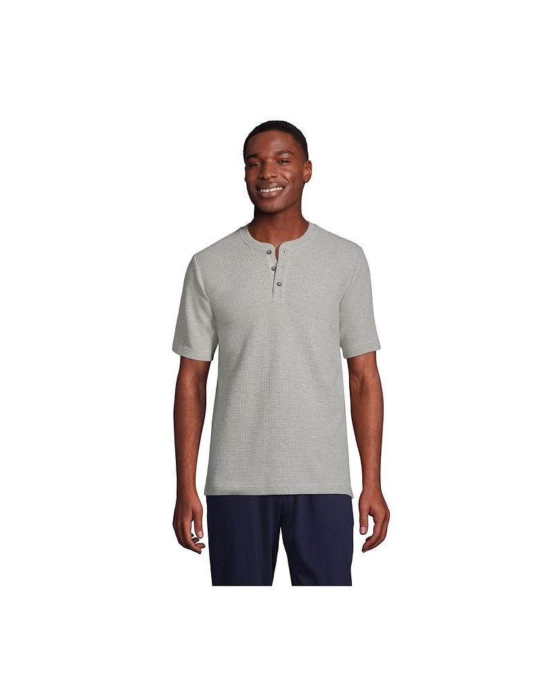 Men's Waffle Short Sleeve Pajama Henley Gray $31.18 Pajama