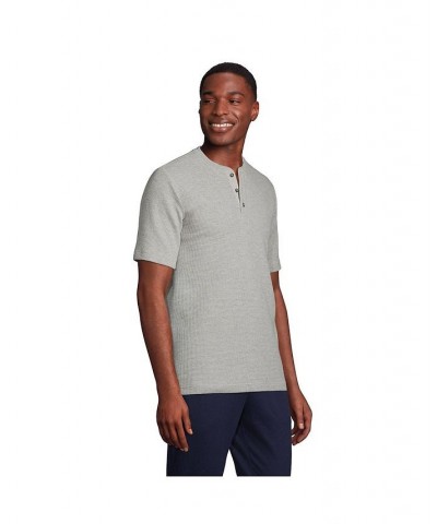 Men's Waffle Short Sleeve Pajama Henley Gray $31.18 Pajama