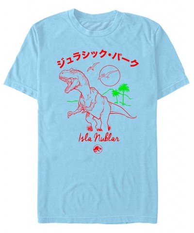 Jurassic Park Men's Kanji Isla Nublar Short Sleeve T-Shirt Blue $20.99 T-Shirts