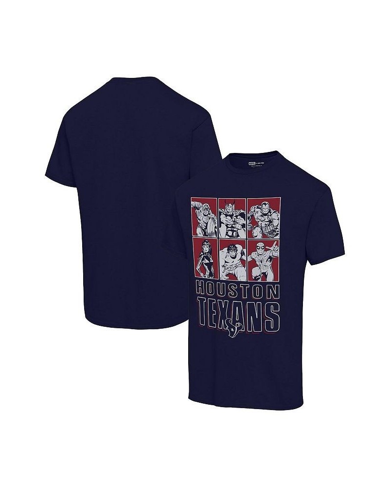 Men's and Women's Navy Houston Texans Disney Marvel Avengers Line-Up T-shirt $19.35 Tops